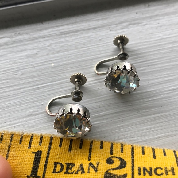 Big round vintage Rhinestone earrings - Picture 5 of 5
